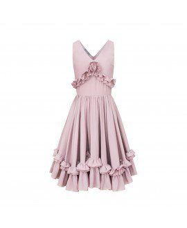 CHANTELLE-różowa sukienka z falbanami