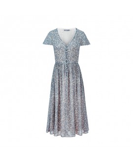 Sukienka Marsilla-zwiewna niebieska sukienka w drobny wzór