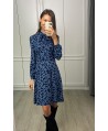 Sandrina - Granatowa sukienka w print, sukienka idealna na jesień